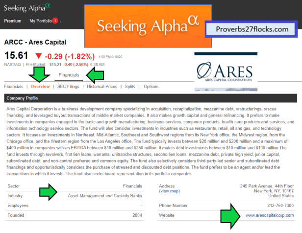 Ares Capital and Investor Presentations – Know Your Flocks & Herds